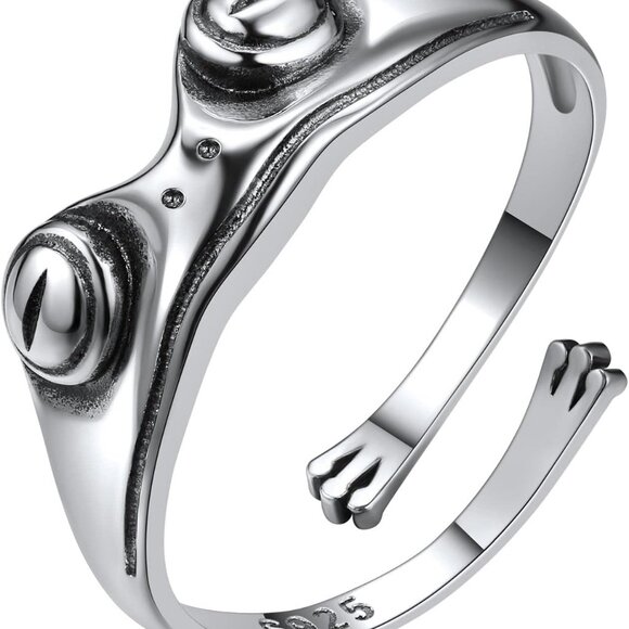 925 Sterling Silver Band Rings Cat Rings for WomenAdjustable 925 Silver/18K Gol